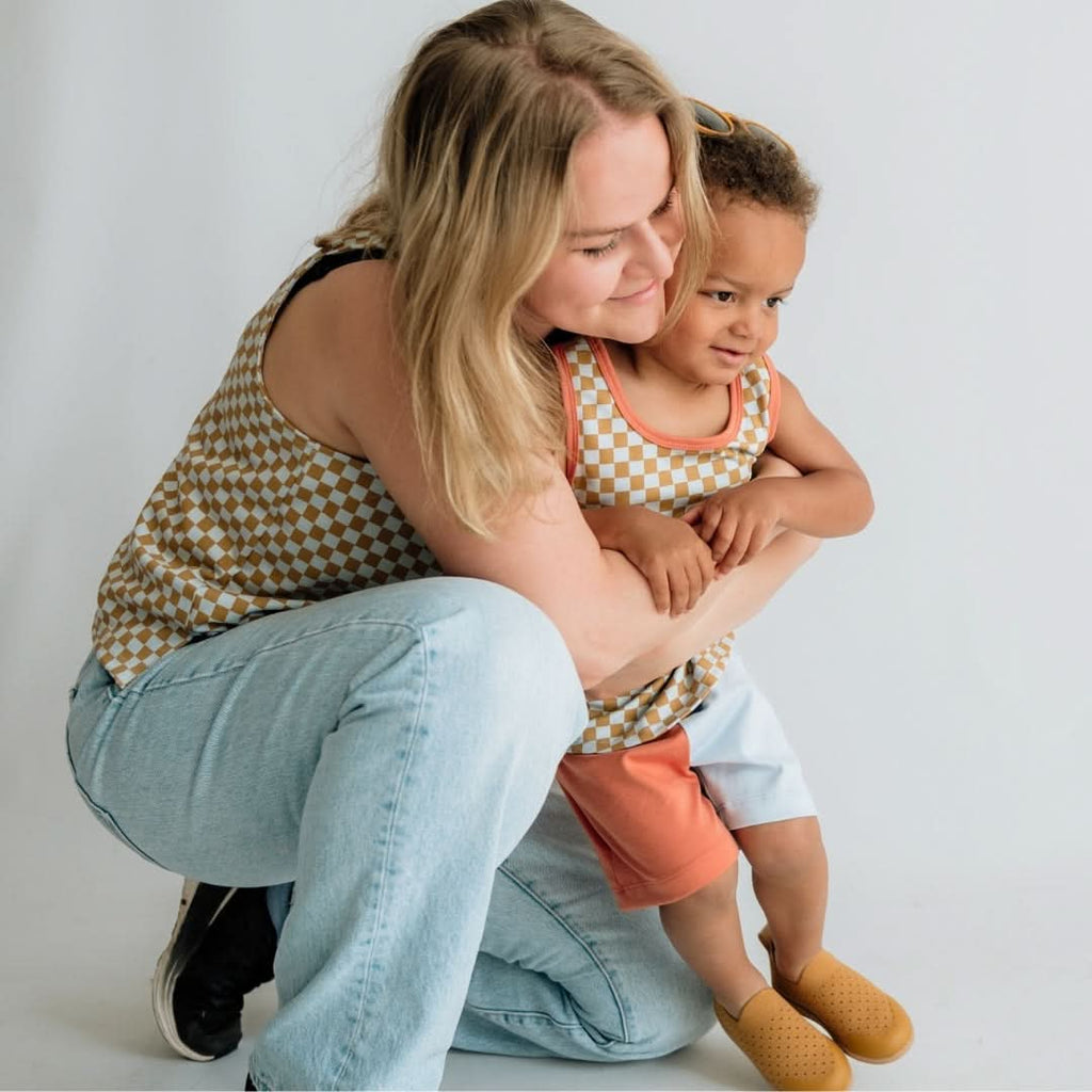 Kids' Bamboo Racerback Tank | Blue Smilies
