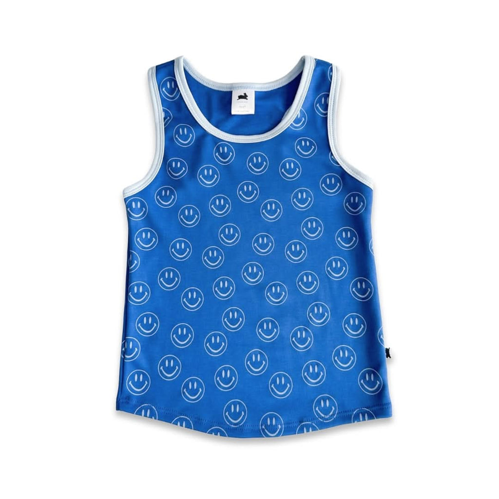 Kids' Bamboo Racerback Tank | Blue Smilies