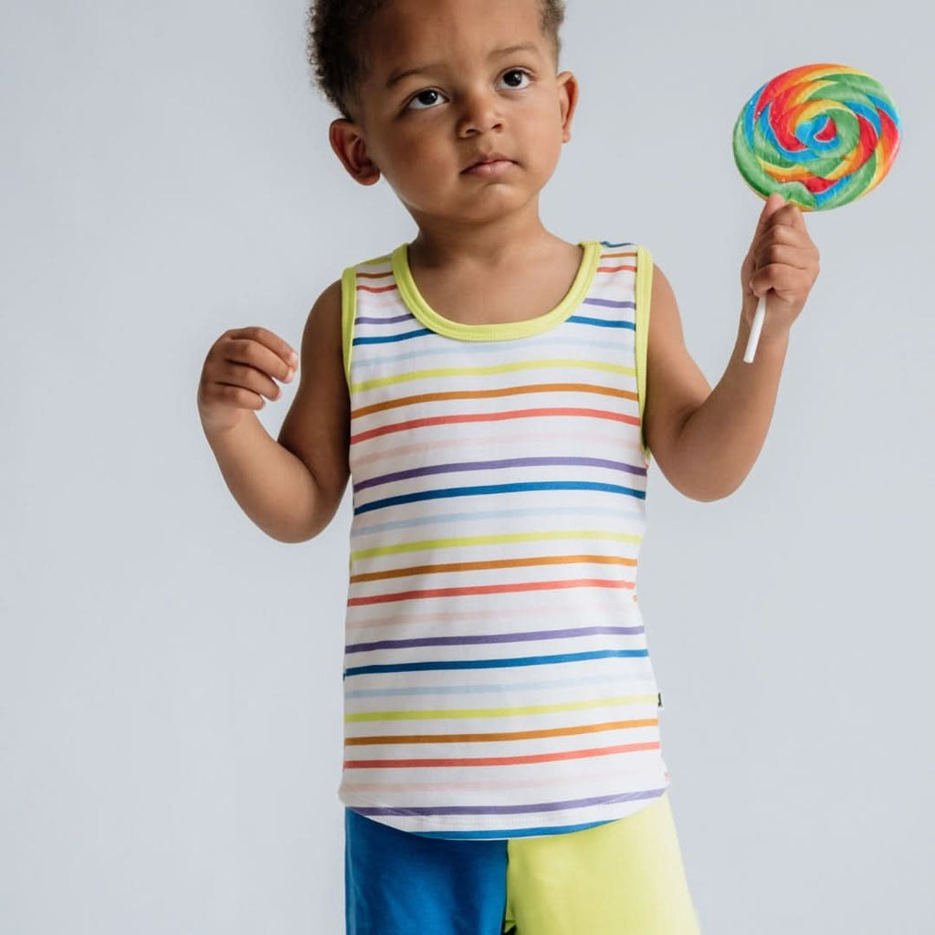 Kids' Bamboo Racerback Tank | Blue Smilies