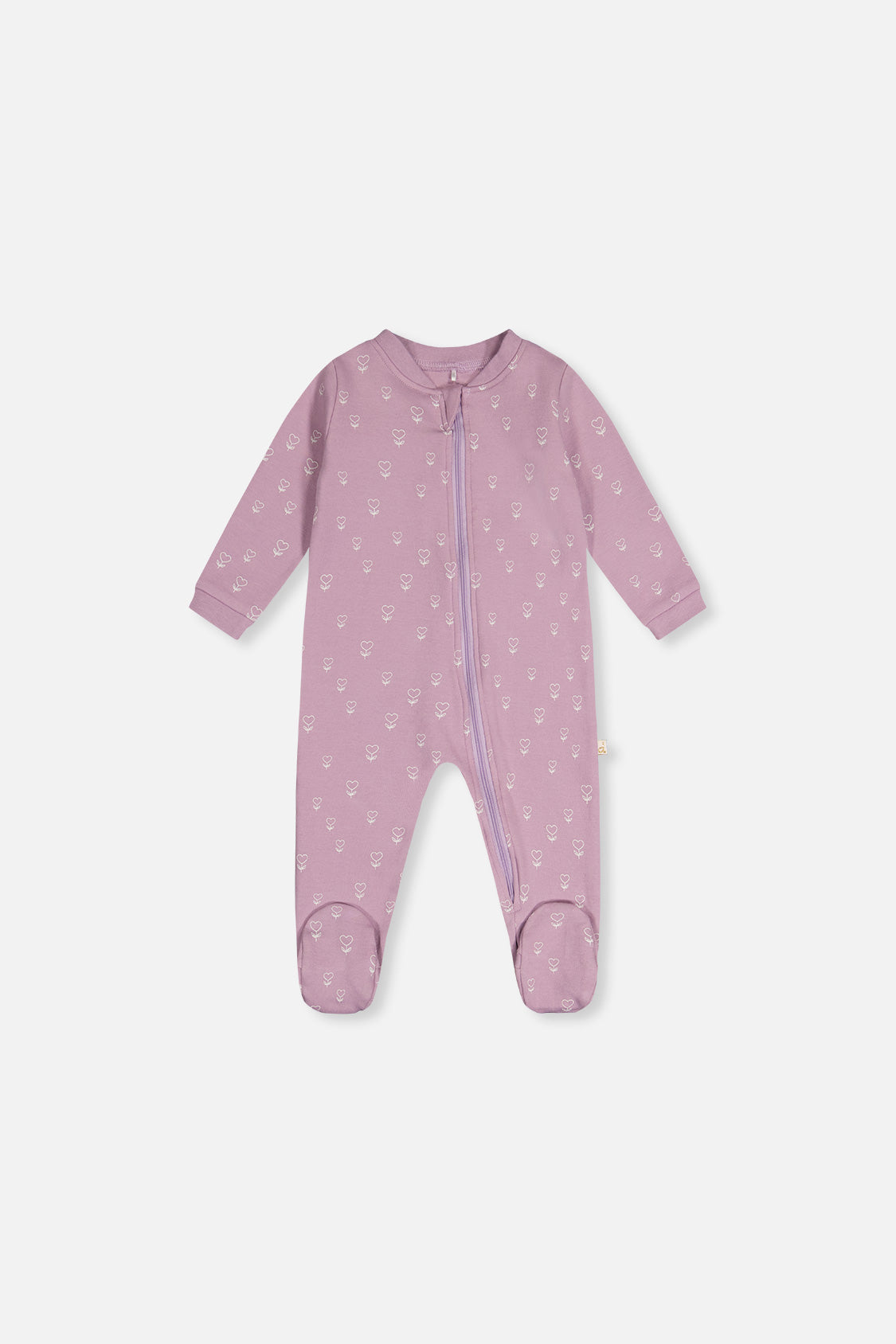 Baby Organic Cotton One Piece Pajama Purple Floral Print