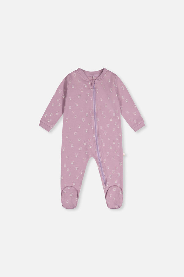 Baby Organic Cotton One Piece Pajama Purple Floral Print
